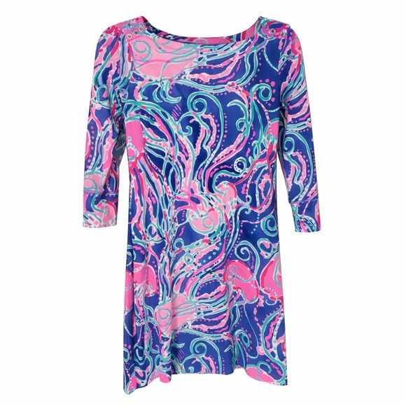 Lilly Pulitzer Dresses & Skirts - Lilly Pulitzer Colorful 3/4 Sleeve Mini Shirt Dress